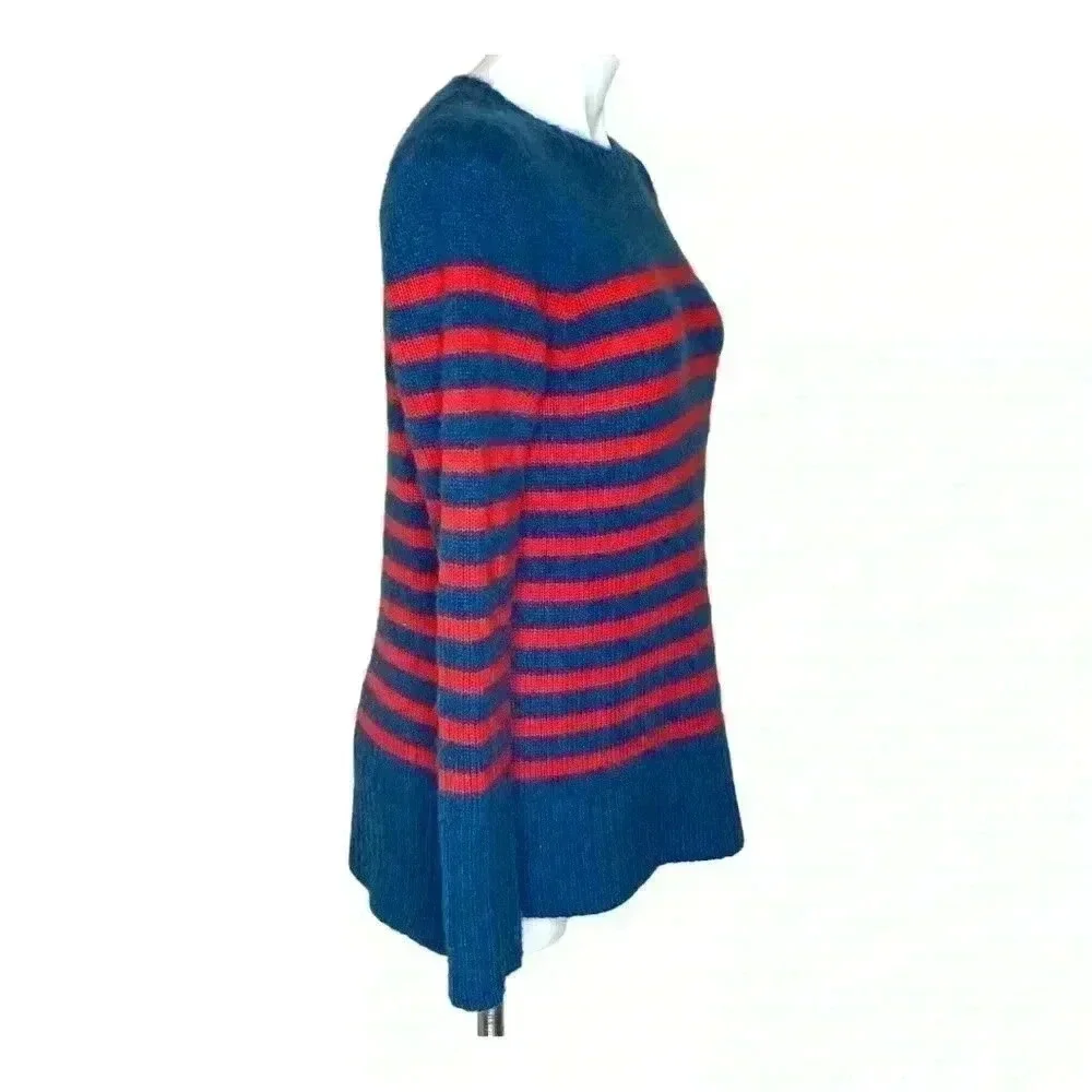 J. Crew collection black label red and blue nautical stripe crew neck s…